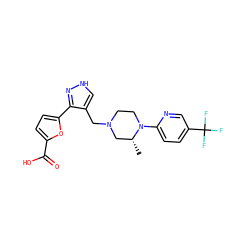 C[C@@H]1CN(Cc2c[nH]nc2-c2ccc(C(=O)O)o2)CCN1c1ccc(C(F)(F)F)cn1 ZINC000115167333