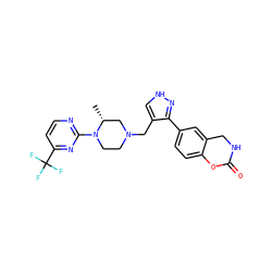 C[C@@H]1CN(Cc2c[nH]nc2-c2ccc3c(c2)CNC(=O)O3)CCN1c1nccc(C(F)(F)F)n1 ZINC000148732186