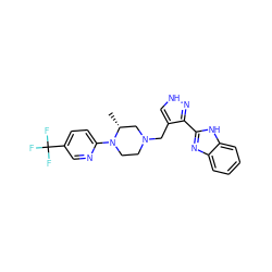 C[C@@H]1CN(Cc2c[nH]nc2-c2nc3ccccc3[nH]2)CCN1c1ccc(C(F)(F)F)cn1 ZINC000115170821