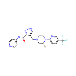 C[C@@H]1CN(Cc2c[nH]nc2C(=O)Nc2ccncc2)CCN1c1ccc(C(F)(F)F)cn1 ZINC000115172094