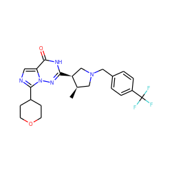 C[C@@H]1CN(Cc2ccc(C(F)(F)F)cc2)C[C@@H]1c1nn2c(C3CCOCC3)ncc2c(=O)[nH]1 ZINC000205431417