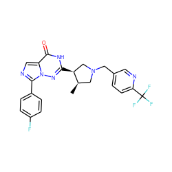 C[C@@H]1CN(Cc2ccc(C(F)(F)F)nc2)C[C@@H]1c1nn2c(-c3ccc(F)cc3)ncc2c(=O)[nH]1 ZINC000142302016