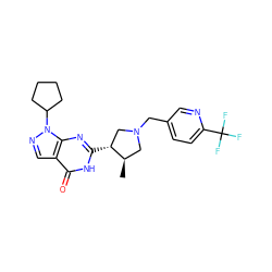 C[C@@H]1CN(Cc2ccc(C(F)(F)F)nc2)C[C@H]1c1nc2c(cnn2C2CCCC2)c(=O)[nH]1 ZINC000045284185