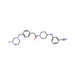 C[C@@H]1CN(Cc2ccc(CC(=O)N3CCC(Nc4cccc(C#N)c4)CC3)cc2)CCN1 ZINC000034849834