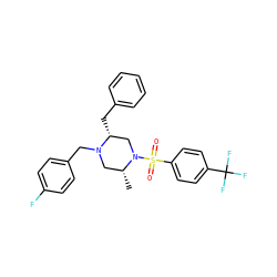 C[C@@H]1CN(Cc2ccc(F)cc2)[C@H](Cc2ccccc2)CN1S(=O)(=O)c1ccc(C(F)(F)F)cc1 ZINC000096270774