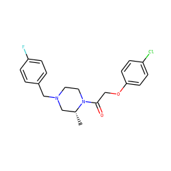 C[C@@H]1CN(Cc2ccc(F)cc2)CCN1C(=O)COc1ccc(Cl)cc1 ZINC000028821510