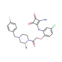 C[C@@H]1CN(Cc2ccc(F)cc2)CCN1C(=O)COc1ccc(Cl)cc1Nc1c(N)c(=O)c1=O ZINC000101090282