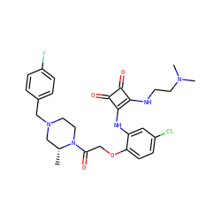 C[C@@H]1CN(Cc2ccc(F)cc2)CCN1C(=O)COc1ccc(Cl)cc1Nc1c(NCCN(C)C)c(=O)c1=O ZINC000101127230