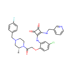 C[C@@H]1CN(Cc2ccc(F)cc2)CCN1C(=O)COc1ccc(Cl)cc1Nc1c(NCc2cccnc2)c(=O)c1=O ZINC000100069714