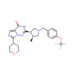 C[C@@H]1CN(Cc2ccc(OC(F)(F)F)cc2)C[C@@H]1c1nn2c(C3CCOCC3)ncc2c(=O)[nH]1 ZINC000205434030