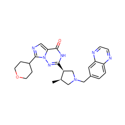 C[C@@H]1CN(Cc2ccc3nccnc3c2)C[C@@H]1c1nn2c(C3CCOCC3)ncc2c(=O)[nH]1 ZINC000205436452