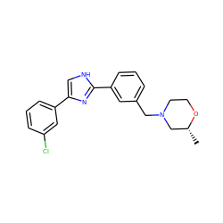 C[C@@H]1CN(Cc2cccc(-c3nc(-c4cccc(Cl)c4)c[nH]3)c2)CCO1 ZINC000066258661