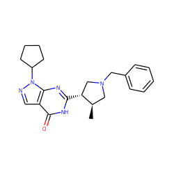 C[C@@H]1CN(Cc2ccccc2)C[C@H]1c1nc2c(cnn2C2CCCC2)c(=O)[nH]1 ZINC000045286064