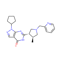 C[C@@H]1CN(Cc2ccccn2)C[C@H]1c1nc2c(cnn2C2CCCC2)c(=O)[nH]1 ZINC000045318331