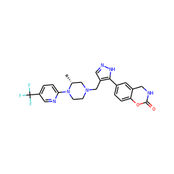 C[C@@H]1CN(Cc2cn[nH]c2-c2ccc3c(c2)CNC(=O)O3)CCN1c1ccc(C(F)(F)F)cn1 ZINC000144069190