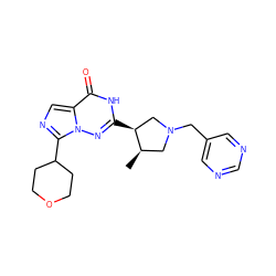 C[C@@H]1CN(Cc2cncnc2)C[C@@H]1c1nn2c(C3CCOCC3)ncc2c(=O)[nH]1 ZINC000205438807