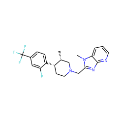 C[C@@H]1CN(Cc2nc3ncccc3n2C)CC[C@@H]1c1ccc(C(F)(F)F)cc1F ZINC000071297025