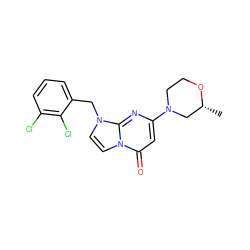 C[C@@H]1CN(c2cc(=O)n3ccn(Cc4cccc(Cl)c4Cl)c3n2)CCO1 ZINC000073313452