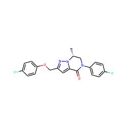 C[C@@H]1CN(c2ccc(F)cc2)C(=O)c2cc(COc3ccc(F)cc3)nn21 ZINC000205312803