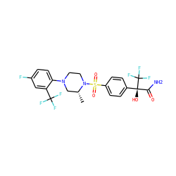 C[C@@H]1CN(c2ccc(F)cc2C(F)(F)F)CCN1S(=O)(=O)c1ccc([C@@](O)(C(N)=O)C(F)(F)F)cc1 ZINC000095582477