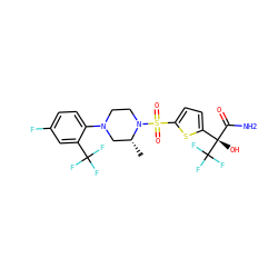 C[C@@H]1CN(c2ccc(F)cc2C(F)(F)F)CCN1S(=O)(=O)c1ccc([C@](O)(C(N)=O)C(F)(F)F)s1 ZINC000095580689