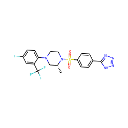 C[C@@H]1CN(c2ccc(F)cc2C(F)(F)F)CCN1S(=O)(=O)c1ccc(-c2nnn[nH]2)cc1 ZINC000043060116