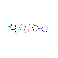 C[C@@H]1CN(c2ccc(F)cc2C(F)(F)F)CCN1S(=O)(=O)c1ccc(N2CCC(O)CC2)cc1Cl ZINC000043078792