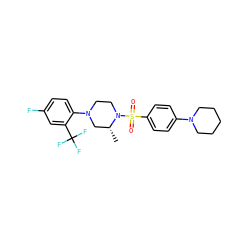 C[C@@H]1CN(c2ccc(F)cc2C(F)(F)F)CCN1S(=O)(=O)c1ccc(N2CCCCC2)cc1 ZINC000043010282