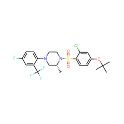 C[C@@H]1CN(c2ccc(F)cc2C(F)(F)F)CCN1S(=O)(=O)c1ccc(OC(C)(C)C)cc1Cl ZINC000043079933