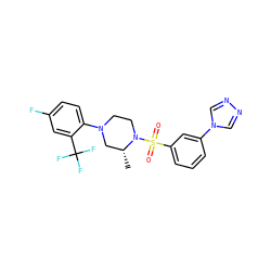 C[C@@H]1CN(c2ccc(F)cc2C(F)(F)F)CCN1S(=O)(=O)c1cccc(-n2cnnc2)c1 ZINC000040411284