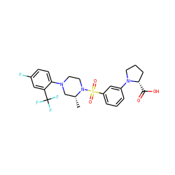 C[C@@H]1CN(c2ccc(F)cc2C(F)(F)F)CCN1S(=O)(=O)c1cccc(N2CCC[C@@H]2C(=O)O)c1 ZINC000053174580