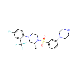 C[C@@H]1CN(c2ccc(F)cc2C(F)(F)F)CCN1S(=O)(=O)c1cccc(N2CCNCC2)c1 ZINC000040421035