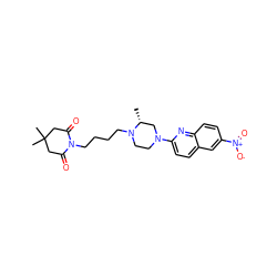 C[C@@H]1CN(c2ccc3cc([N+](=O)[O-])ccc3n2)CCN1CCCCN1C(=O)CC(C)(C)CC1=O ZINC000073196998