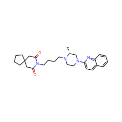 C[C@@H]1CN(c2ccc3ccccc3n2)CCN1CCCCN1C(=O)CC2(CCCC2)CC1=O ZINC000034072864