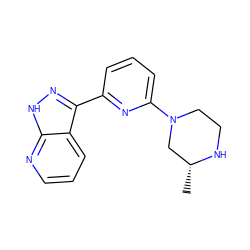 C[C@@H]1CN(c2cccc(-c3n[nH]c4ncccc34)n2)CCN1 ZINC000095581636