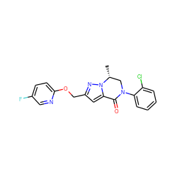 C[C@@H]1CN(c2ccccc2Cl)C(=O)c2cc(COc3ccc(F)cn3)nn21 ZINC000473100519