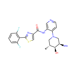 C[C@@H]1CN(c2ccncc2NC(=O)c2csc(-c3c(F)cccc3F)n2)C[C@@H](N)[C@H]1O ZINC000169706516