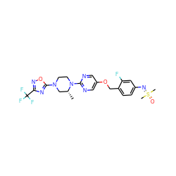 C[C@@H]1CN(c2nc(C(F)(F)F)no2)CCN1c1ncc(OCc2ccc(N=S(C)(C)=O)cc2F)cn1 ZINC000299841005