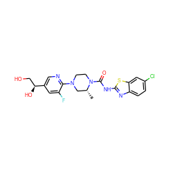 C[C@@H]1CN(c2ncc([C@@H](O)CO)cc2F)CCN1C(=O)Nc1nc2ccc(Cl)cc2s1 ZINC000219087728