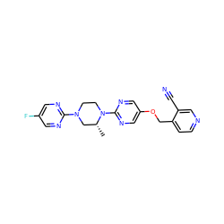 C[C@@H]1CN(c2ncc(F)cn2)CCN1c1ncc(OCc2ccncc2C#N)cn1 ZINC000084740825