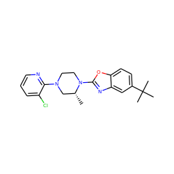 C[C@@H]1CN(c2ncccc2Cl)CCN1c1nc2cc(C(C)(C)C)ccc2o1 ZINC000028339642