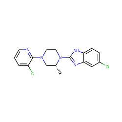 C[C@@H]1CN(c2ncccc2Cl)CCN1c1nc2cc(Cl)ccc2[nH]1 ZINC000028355052