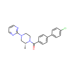 C[C@@H]1CN(c2ncccn2)CCN1C(=O)c1ccc(-c2ccc(Cl)cc2)cc1 ZINC000203799323