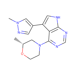 C[C@@H]1CN(c2ncnc3[nH]cc(-c4cnn(C)c4)c23)CCO1 ZINC000224870051