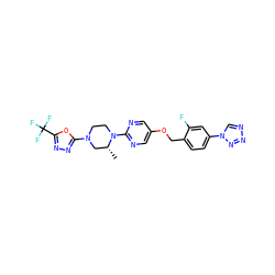 C[C@@H]1CN(c2nnc(C(F)(F)F)o2)CCN1c1ncc(OCc2ccc(-n3cnnn3)cc2F)cn1 ZINC000299819622