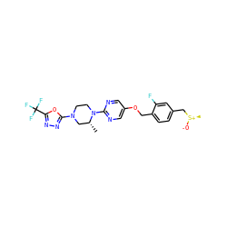 C[C@@H]1CN(c2nnc(C(F)(F)F)o2)CCN1c1ncc(OCc2ccc(C[S@@+](C)[O-])cc2F)cn1 ZINC000299840778