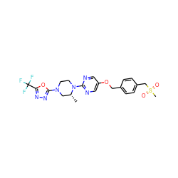 C[C@@H]1CN(c2nnc(C(F)(F)F)o2)CCN1c1ncc(OCc2ccc(CS(C)(=O)=O)cc2)cn1 ZINC000299829887