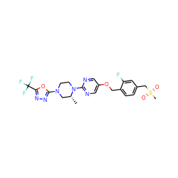 C[C@@H]1CN(c2nnc(C(F)(F)F)o2)CCN1c1ncc(OCc2ccc(CS(C)(=O)=O)cc2F)cn1 ZINC000299831154