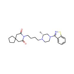 C[C@@H]1CN(c2nsc3ccccc23)CCN1CCCCN1C(=O)CC2(CCCC2)CC1=O ZINC000027194588