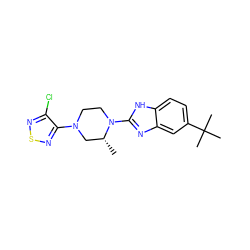 C[C@@H]1CN(c2nsnc2Cl)CCN1c1nc2cc(C(C)(C)C)ccc2[nH]1 ZINC000028357317